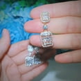 thumbnail image 3 of Elegant Crystal Cubic CZ Zircon Earring Square Dangle Drop Wedding Women Jewelry, 3 of 9