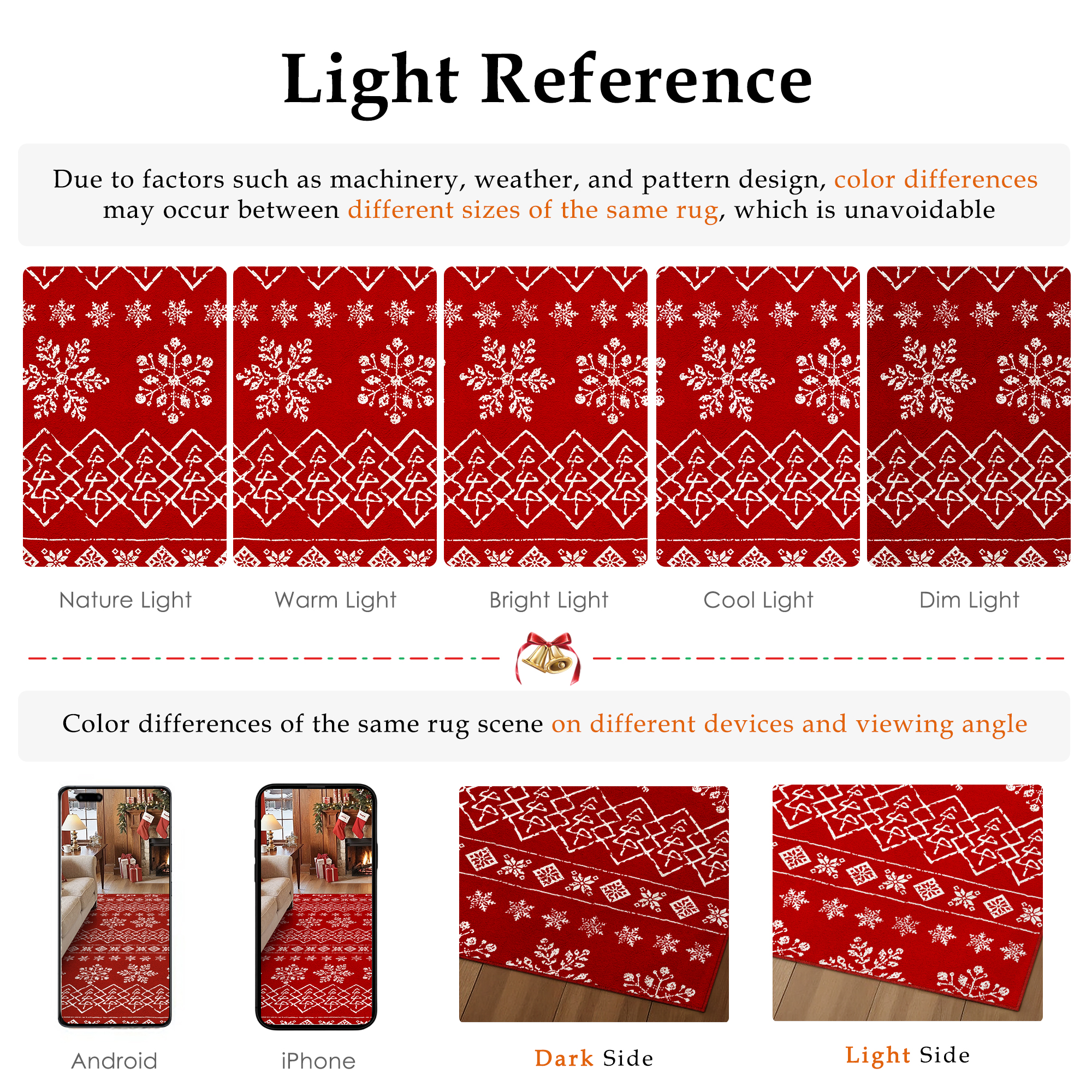 BERTHMEER 8'x10' Large Christmas Area Rugs for Living Room Kitchen Bathroom Bedroom Dining Room Entryway Laundry Room Washable Rugs Non-slip Boho Red Throw Rugs