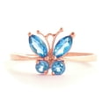 thumbnail image 4 of Galaxy Gold High Polished 14k Solid Rose Gold 0.6 ctw Blue Natural Topaz Butterfly Ring - Size 6.5, 4 of 5