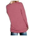 thumbnail image 3 of Scyoekwg Women's Plus Size Tops Round Neck Pleated Tunic Shirts Long Sleeve Solid Color Dressy Casual Blouse Lightweight Tops for Women Trendy Loose Tshirt Blouses (Red,M), 3 of 6