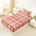 thumbnail image 5 of Castle Fairy Vintage Terracotta Tartan Twin Sheets 3pcs,Geometric Woven Line Bedding,Rust Pink White,1 Flat Sheet, 1 Fitted Sheet and 1 Pillowcase, 5 of 7