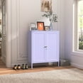 thumbnail image 5 of Accent Cabinet Locker, Square Storage Cabinet 36 Inch High, Freestanding Metal Storage Cabinet with 2 Doors and 2 Adjustable Shelves, Multifunctional Cabinet for Home, Hallway and Office Purple, 5 of 6