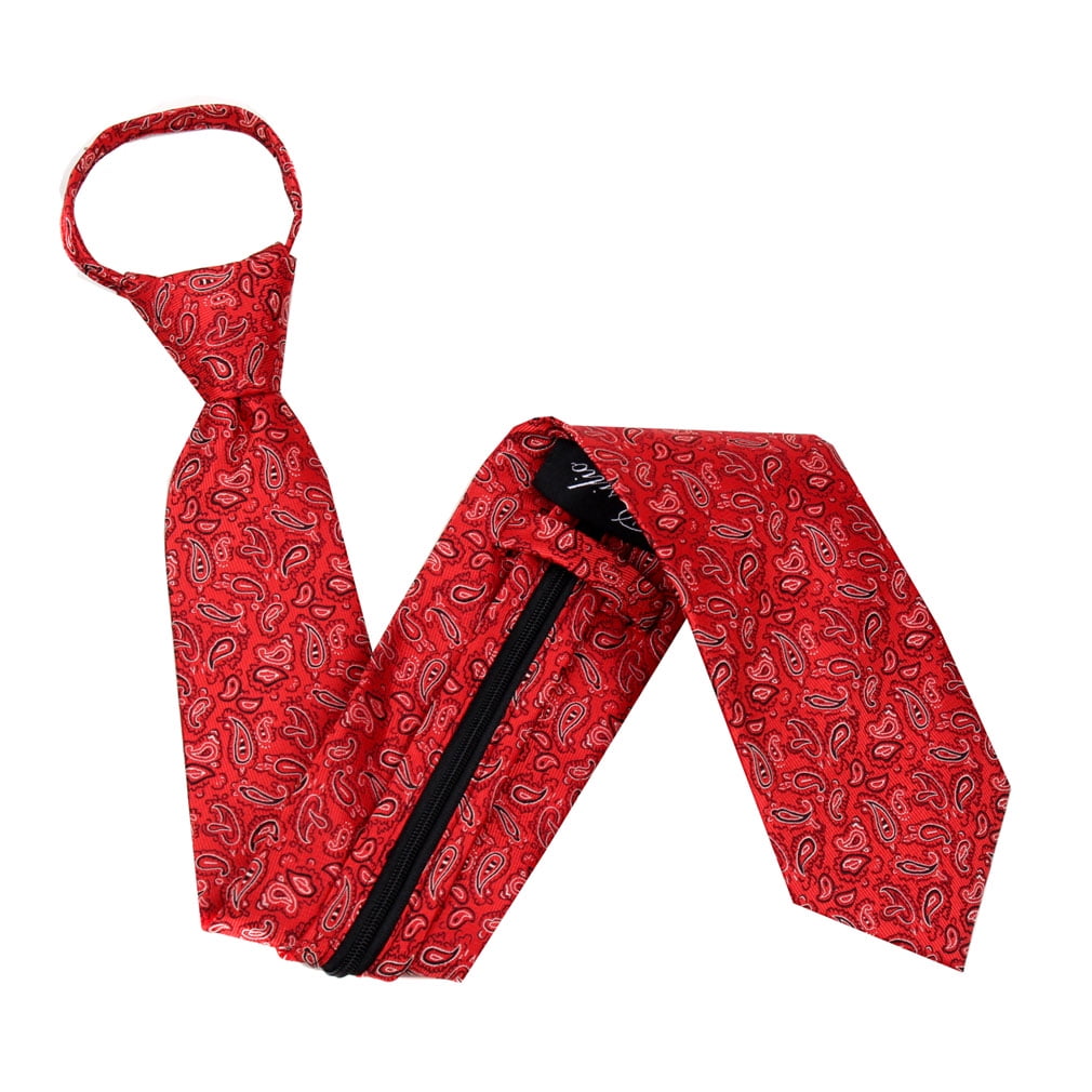 Mens Red and Burgundy Zipper Ties Pre Made Ties
