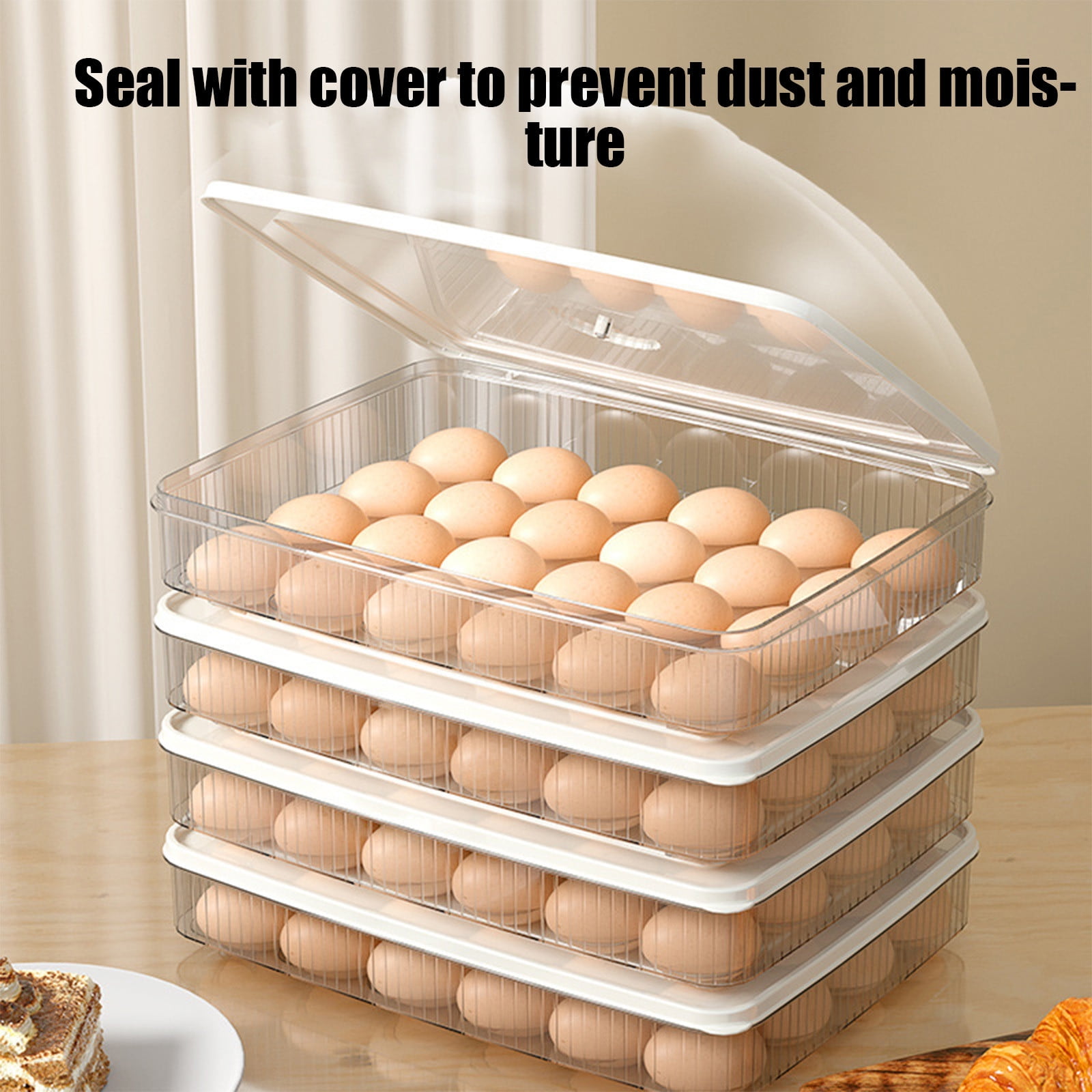 YUNAFFT Deviled Egg Containers with Lid,Stackable Plastic Egg Holder,Clear Egg Storage Holder for Fridge,Keep Fresh,Easter,Thanksgiving Party Kitchen Supplies
