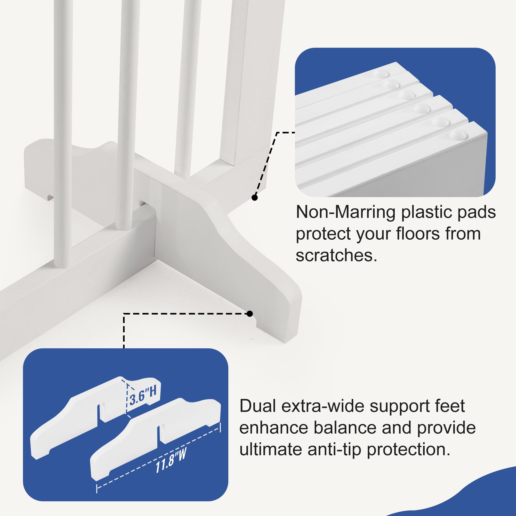 TrumanPick 30" H Extra Tall Dog Gates for Doorways, 4-Panel Foldable Pet Gate, 2 Support Feet Dog Fence for Stairs 95"L, White