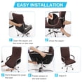 thumbnail image 3 of PiccoCasa Jacquard Office Chair Cover Swivel Chair Computer Armchair Protector, Coffee Brown, 3 of 7