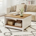 thumbnail image 2 of Patiojoy Farmhouse Coffee Table 2-Tier Square Cocktail Table with Open Storage Compartment, 2 of 9