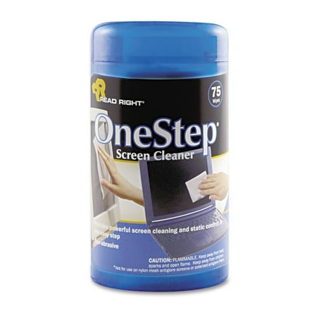 Read Right OneStep CRT Screen Cleaner Wet Wipes, Cloth, 5 1/4 x 5 3/4,