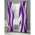 thumbnail image 5 of Purple White Moire Semi Sheer Curtains 84 Inch Length 2 Panels Set, Modern Abstract Art Sheer Kitchen Curtain Privacy Voile Window Curtain for Living Room Bedroom Rod Pocket Drapes, 5 of 7