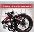 thumbnail image 3 of Uenjoy 20" Foldable Bike 7 Speed Folding City Commuter Bicycle Shimano Dreailleur Disc Brake Red Black, 3 of 6