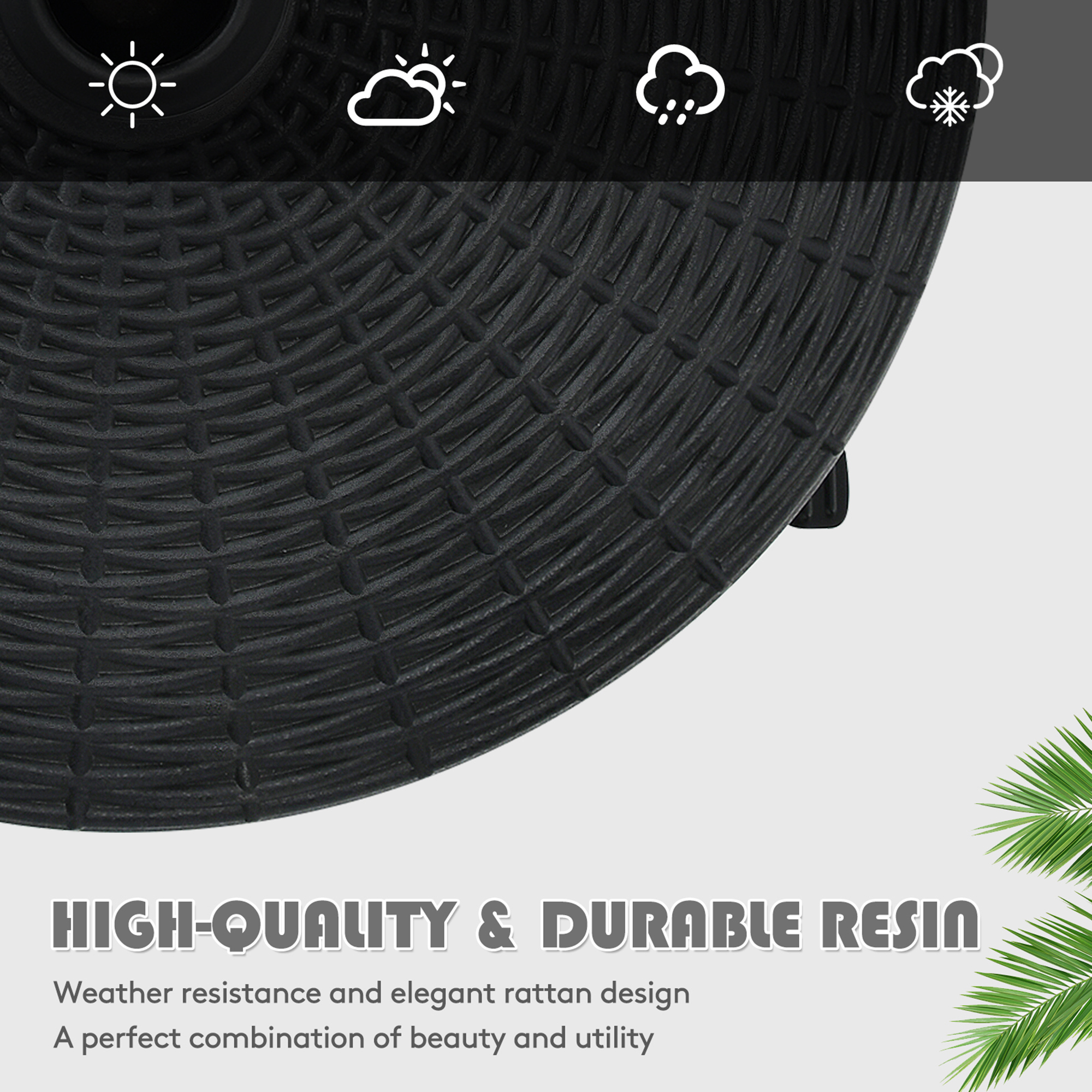 Gymax 50 lbs Round Resin Patio Umbrella Base Stand Holder w/ Lockable Wheels