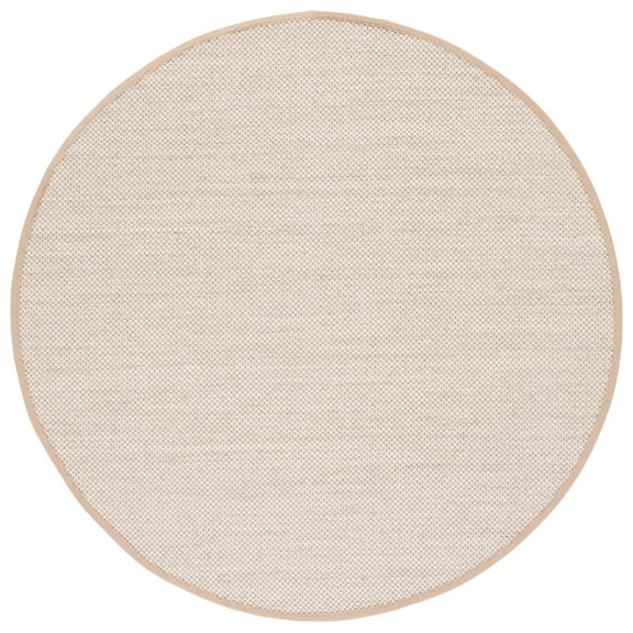SAFAVIEH Natural Fiber Kentigern Border Seagrass Area Rug, Marble/Linen, 6' x 6' Round