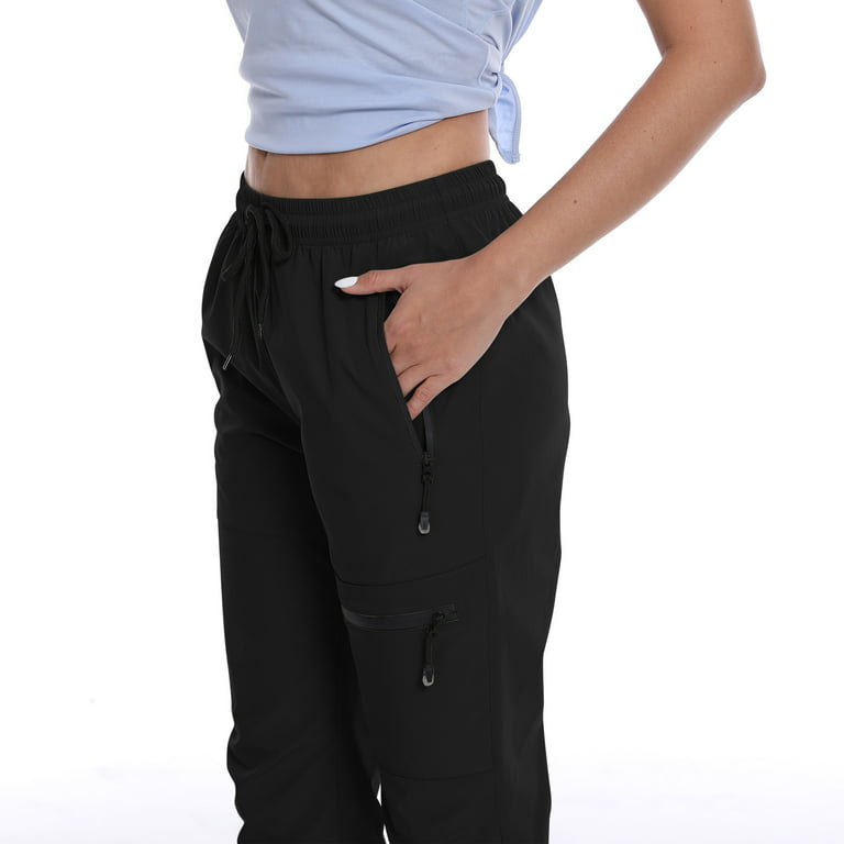 Sweatpants for Women Knee Length Capri Jogger Pants with Zipper Pockets  Drawstring Loose Casual Workout Sportwear (Medium, Black)