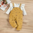 thumbnail image 2 of Odeerbi Toddler Girls Corduroy Outfits Knit Cotton 2025 Long Sleeve Top Corduroy Overalls Pants Set Yellow 3-4 Years, 2 of 7