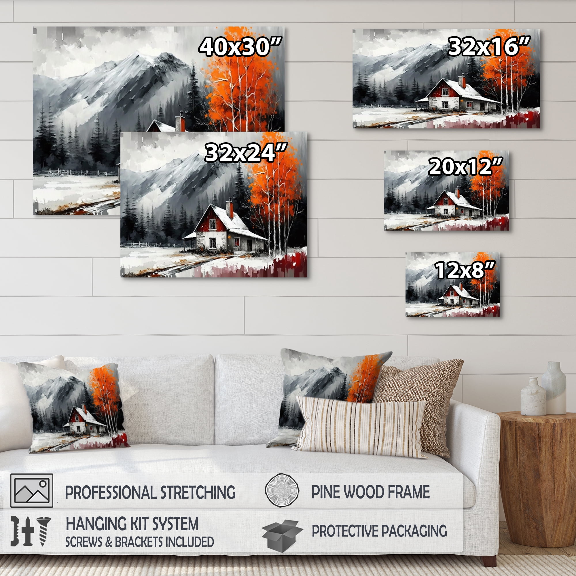 Designart Cabin In The Woods In Winter VI Canvas Wall Art