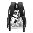 thumbnail image 2 of Honeii Floral Sugar Skull Portrait Print Clear Backpack Heavy Duty Transparent Bag 17" See Through BookBag for Women Men Adults Work Festival Sports Travel, 2 of 7