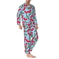 thumbnail image 2 of Naloa Cherry Men’s Pajamas Set - Long Sleeve Button Down Sleep Shirt and Pajama Bottoms Sleepwear Set-Medium, 2 of 7