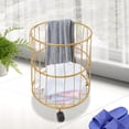 thumbnail image 3 of LiHUiee 21.26in Height Rolling Laundry Basket Cart Metal Laundry Basket Round Gold Laundry Basket Cart, 3 of 18