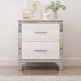 thumbnail image 4 of Oufan Elegant Night Stand with 2 Drawers, Mirrored High Gloss Wood Nightstand Metal Handle Bedside End Table for Bedroom,Living Room, White, 4 of 9