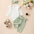 thumbnail image 3 of SUCS Newborn Infant Girl Clothes Rib Knit Romper Daisy Print Pants Headband Baby Clothes for Girls 0 3 6 12 18 24 Months, 3 of 8