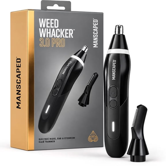 MANSCAPED® Weed Whacker® 3.0 Pro Electric Nose and Ear Trimmer for Mens Grooming with SkinSafe® Technology, Black
