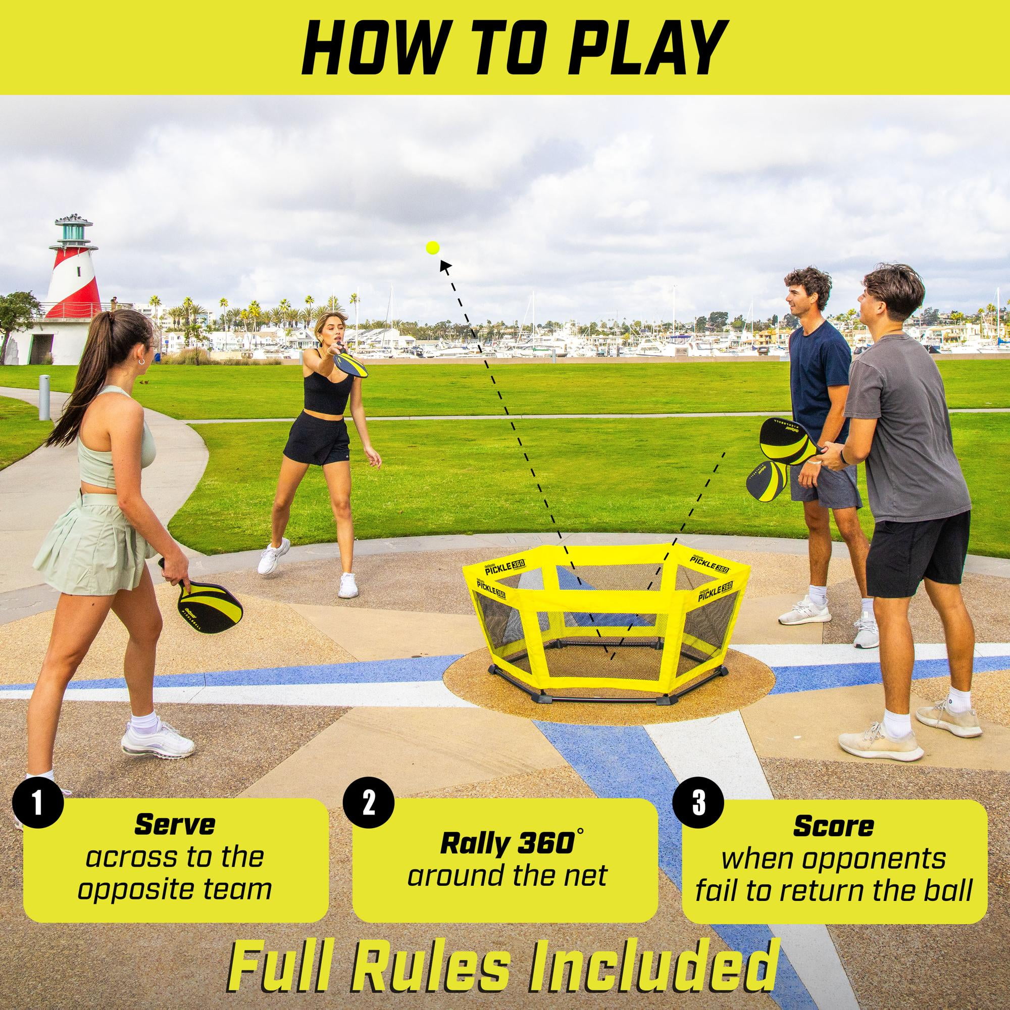 GoSports Pickle 360 Outdoor Hardcourt Game Set - Paddle Ball Game