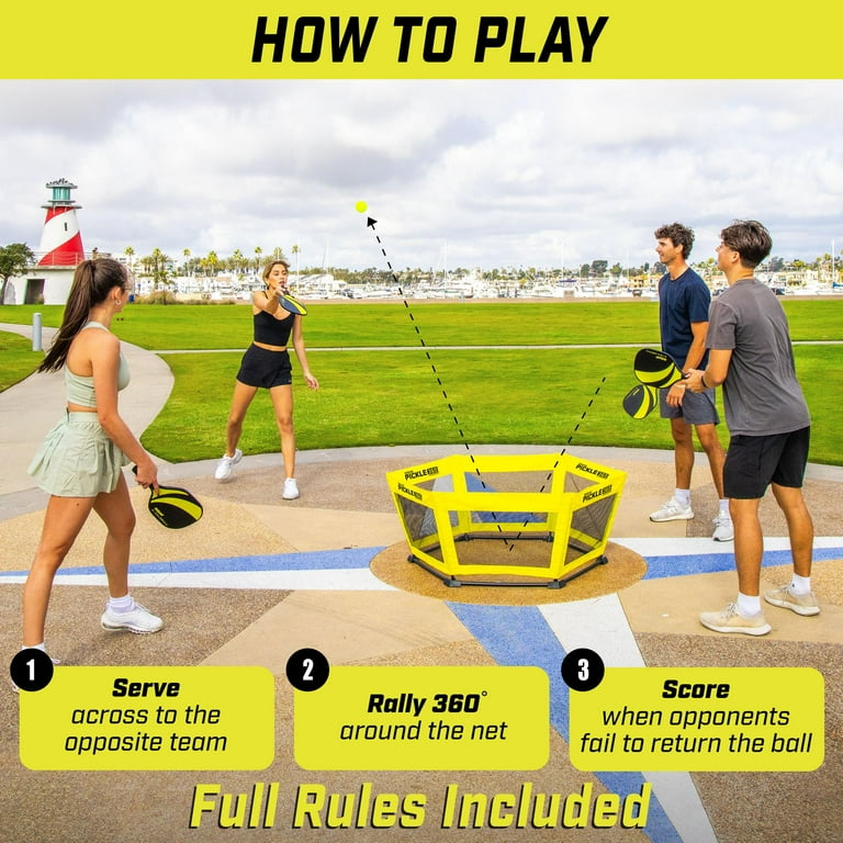 GoSports Pickle 360 Outdoor Hardcourt Game Set - Paddle Ball Game