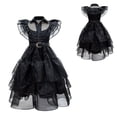 thumbnail image 2 of Girls Wednesday The Addams Family Costume Fancy Mash Dress Fiesta de cumpleaños para niños, 2 of 2