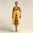 thumbnail image 5 of Bintarealwax African Dress for Women Print Three Quarters Sleeves High Waist A Line Ankara Dress Elegant WY11037, 5 of 5