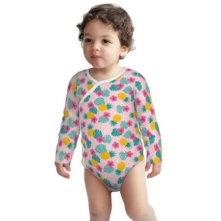 

Haiem Pineapple And Leaves Printed Unisex-Baby Long Sleeve Onesies Bodysuits Unisex Babies Snap-Up Rompers-6 Months
