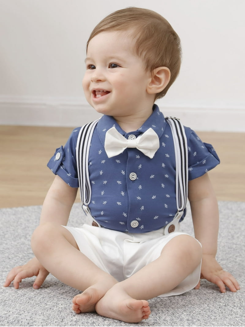 CARETOO Baby Boy Clothes Suits Infant Gentleman Outfit Suspender
