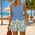 thumbnail image 6 of BOMYJESK Summer Sets Tank Square Neck Sleeveless Matching Floral Print Lounge Sets Cute Lightweight High Waisted Sweatsuit with Pockets 2026 Blue S, 6 of 8
