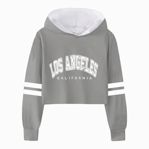 Staki Kids Crop Tops Girls Hoodies Cute letters Long Sleeve Fashion Sweatshirts 3-12Y(Gray,3-4 Years)