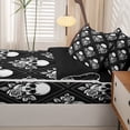 thumbnail image 5 of Homewish Skull Flowers Plaid Zipper Queen Comforter Set with Fitted Sheet and 2 Pillowcases,Gothic Halloween Zipper Bedding Set,Black White,Black Reversible,4pcs, 5 of 8