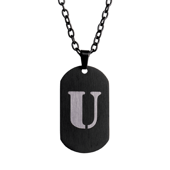 Collar Hombre de Inicial Letra A LUCKMAN, Acero Inoxidable Color Negro, Modelo Dylan negro UNITALLA