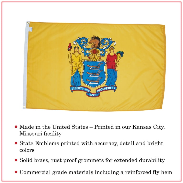New Jersey State Flags - Nylon & Polyester - 2' x 3' to 5' x 8