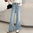 thumbnail image 5 of JUMEYU Girls Skinny Jeans Girls Skinny Jeans High Waisted Straight Leg Button Jeans Casual Pocket Denim Pants Size 13-14 (Light Blue,13-14 Years), 5 of 8