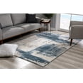 thumbnail image 5 of 2â€™ x 15â€™ Cream and Blue Abstract Patches Runner Rug, 5 of 18