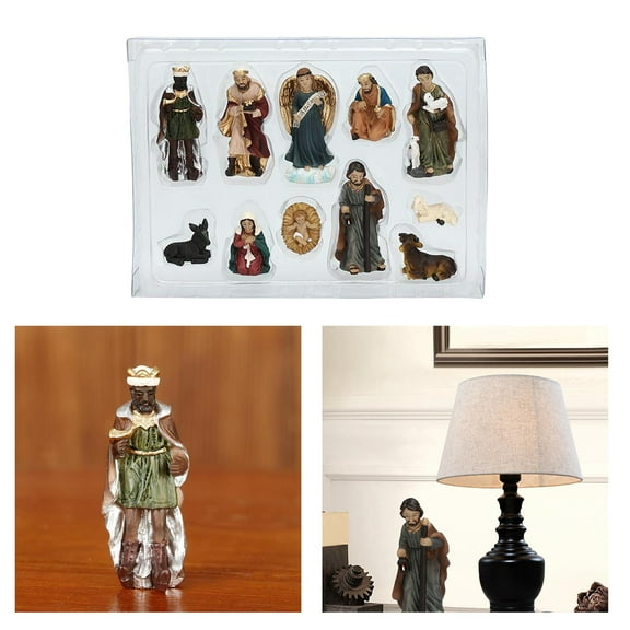 11pcs Statue Nativity Scene Jesus Manger Christmas Figurines Miniatures