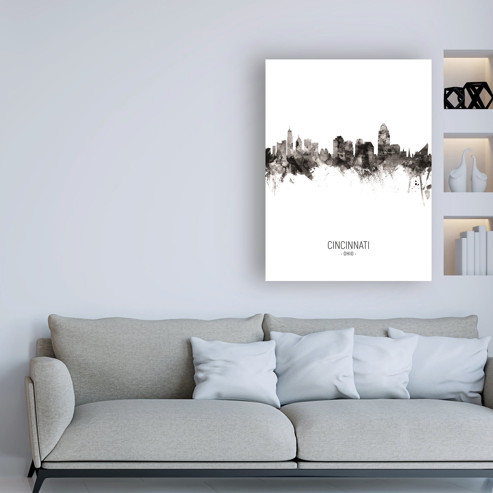 Trademark Fine Art 'Cincinnati Ohio Skyline Portrait II' Canvas Art by Michael Tompsett