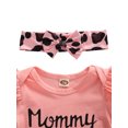 thumbnail image 4 of Summer Newborn Baby Girls Clothes Mommy Saying Top Printed Romper Leopard Tutu Shorts Skirts Outfit Set, 4 of 9