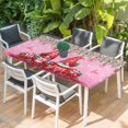 thumbnail image 2 of Red Gnomes Table Cloths for 6 Foot Rectangle Tables, Valentine's Day Love Roses Leaves Ombre Pink Patio Waterproof Elastic Fitted Tablecloths, Washable Rectangular Table Cover for Camping, 2 of 8