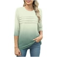 thumbnail image 4 of aidice 3/4 Length Sleeve Womens Tops Round Neck Comfy Fitting Shirts Casual Gradient Color Tee Shirts, 4 of 6