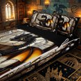 thumbnail image 3 of Erosebridal Cartoon Reading Black Dragon Print Zipper Queen Comforter Set with Fitted Sheet and 2 Pillowcases,Vintage Book Stack Accent Zipper Bedding Set,Black Cream,4 Pieces,Black Reversible, 3 of 6