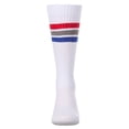 thumbnail image 6 of MeMoi Girls Multi-Stripe Ribbed Cotton-Rich Varsity Knee High Sock - Girls - Female, 14, White-Bright, 6 of 11