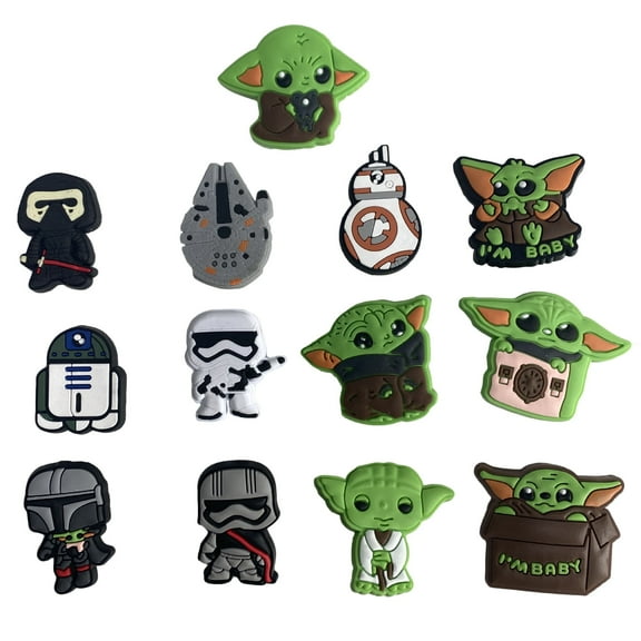 13 Pcs Baby Yoda Shoe Charms for Clog Sandals, Cute Shoes Decoration Charms for Teen Adults