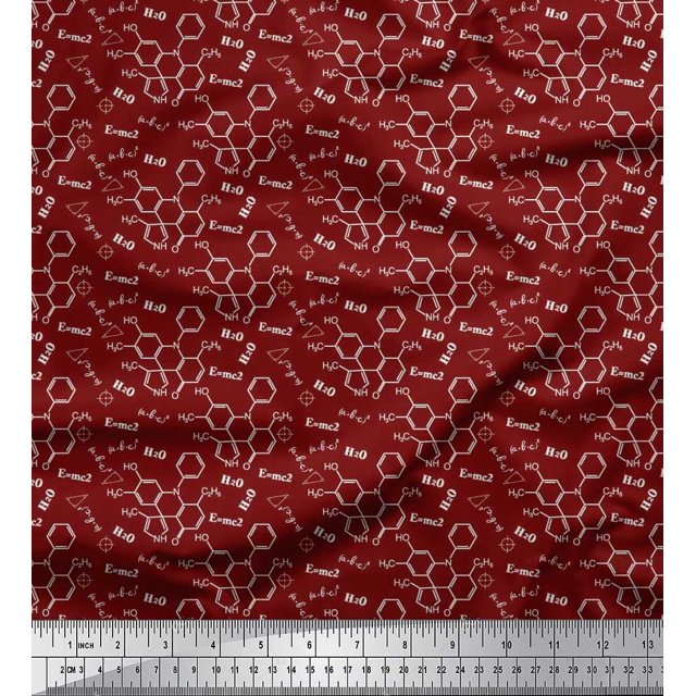 Soimoi Poly Georgette Fabric Chemical Formula Education Theme Decor Fabric Printed Yard 42 Inch Wide