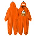 thumbnail image 4 of Halloween Pumpkin Hooded Onesie Adult Soft Hooded Onesie Flannel Pajama Sleepwear, Plush Matching Couples Jumpsuit for Fall Halloween Costume Loungewear, 4 of 8