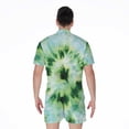 thumbnail image 2 of Green And Black Acid Wash Tie Dye Short Sleeve Men'S Rompers, Tie Dye Pattern Casual Summer Jumpsuits Outfit, 2 of 4