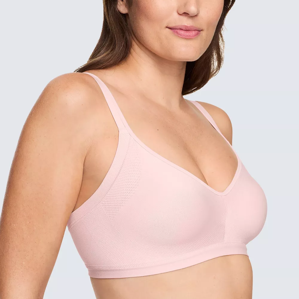 Warners Simply Perfect Underarm Smoothing with Seamless Stretch Wireless Lightly Lined Comfort Bra RM3911T Color-Rosewater, Size S-XXL